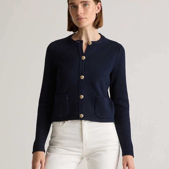 Quince Sweaters - Quince Sweater Jacket Organic Cotton Cardigan Navy Blue Size XL New With Tags